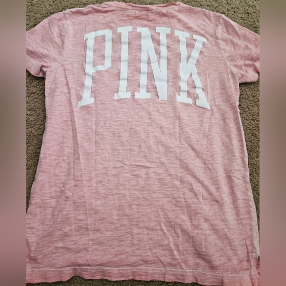 PINK Victoria's Secret Burnout Oversized Vintage Spellout Pocket Tee - Picture 1 of 5